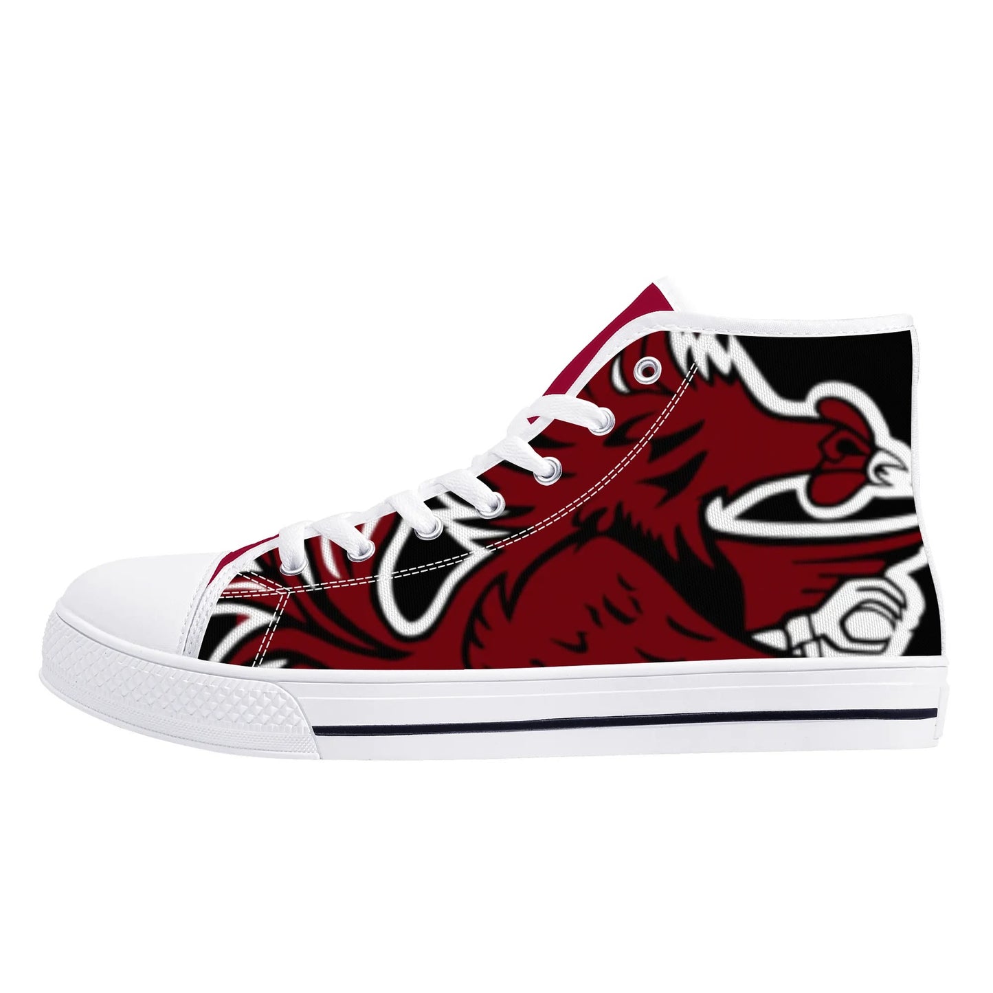 University of South Carolina Gamecocks - Massive Logo / Black - Mens High Top Canvas Shoes - Garnet Tongue