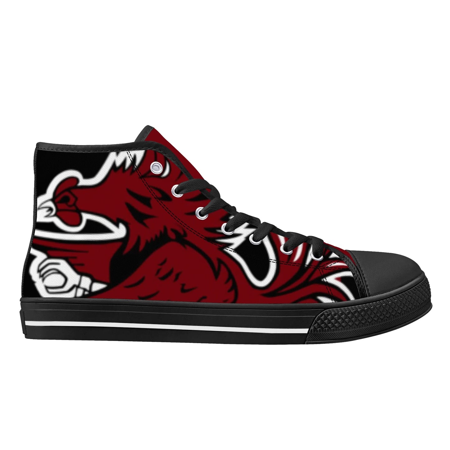 University of South Carolina Gamecocks - Massive Logo / Black - Mens High Top Canvas Shoes - Garnet Tongue