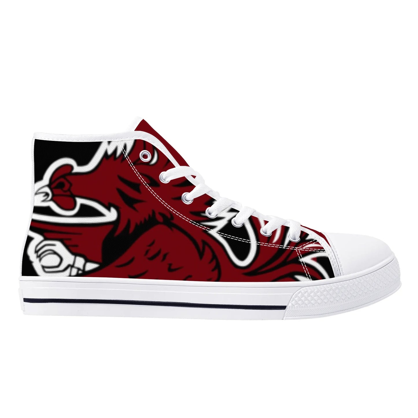 University of South Carolina Gamecocks - Massive Logo / Black - Mens High Top Canvas Shoes - Garnet Tongue