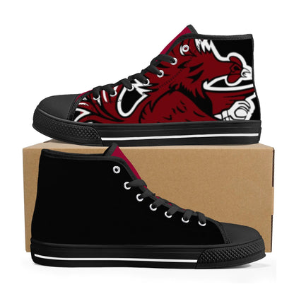 University of South Carolina Gamecocks - Massive Logo / Black - Mens High Top Canvas Shoes - Garnet Tongue