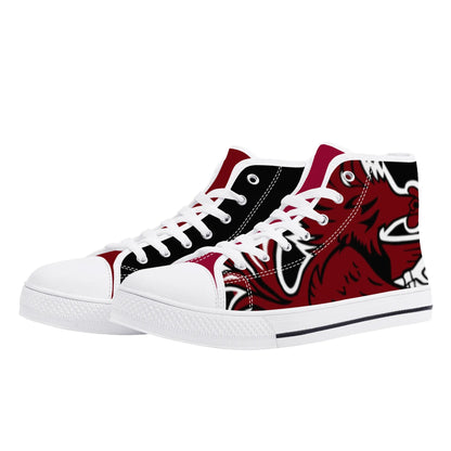 University of South Carolina Gamecocks - Massive Logo / Black - Mens High Top Canvas Shoes - Garnet Tongue