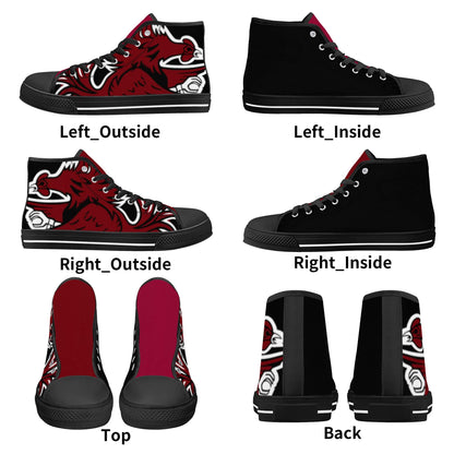 University of South Carolina Gamecocks - Massive Logo / Black - Mens High Top Canvas Shoes - Garnet Tongue