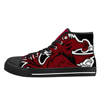 University of South Carolina Gamecocks - Massive Logo / Black - Mens High Top Canvas Shoes - Garnet Tongue