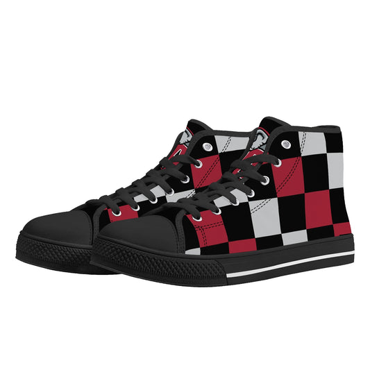 ALABAMA - CHECKERED PATTERN - Mens High Top Canvas Shoes - BAMA LOGO TONGUE