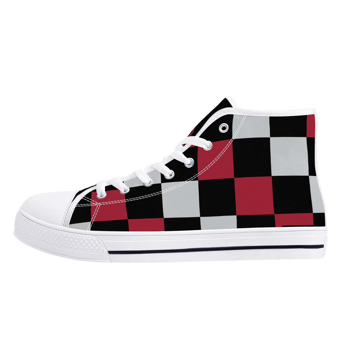 ALABAMA - CHECKERED PATTERN - Mens High Top Canvas Shoes - BAMA LOGO TONGUE