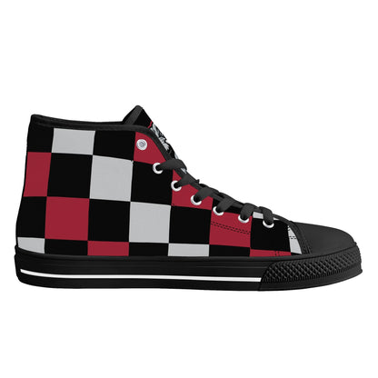 ALABAMA - CHECKERED PATTERN - Mens High Top Canvas Shoes - BAMA LOGO TONGUE