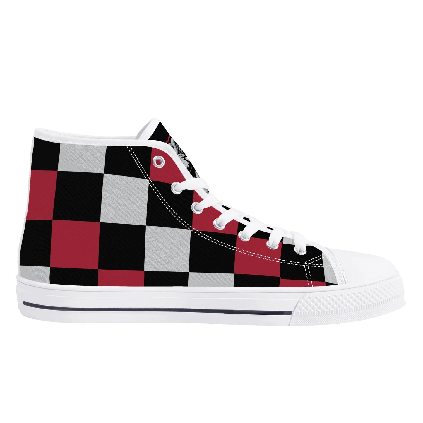 ALABAMA - CHECKERED PATTERN - Mens High Top Canvas Shoes - BAMA LOGO TONGUE