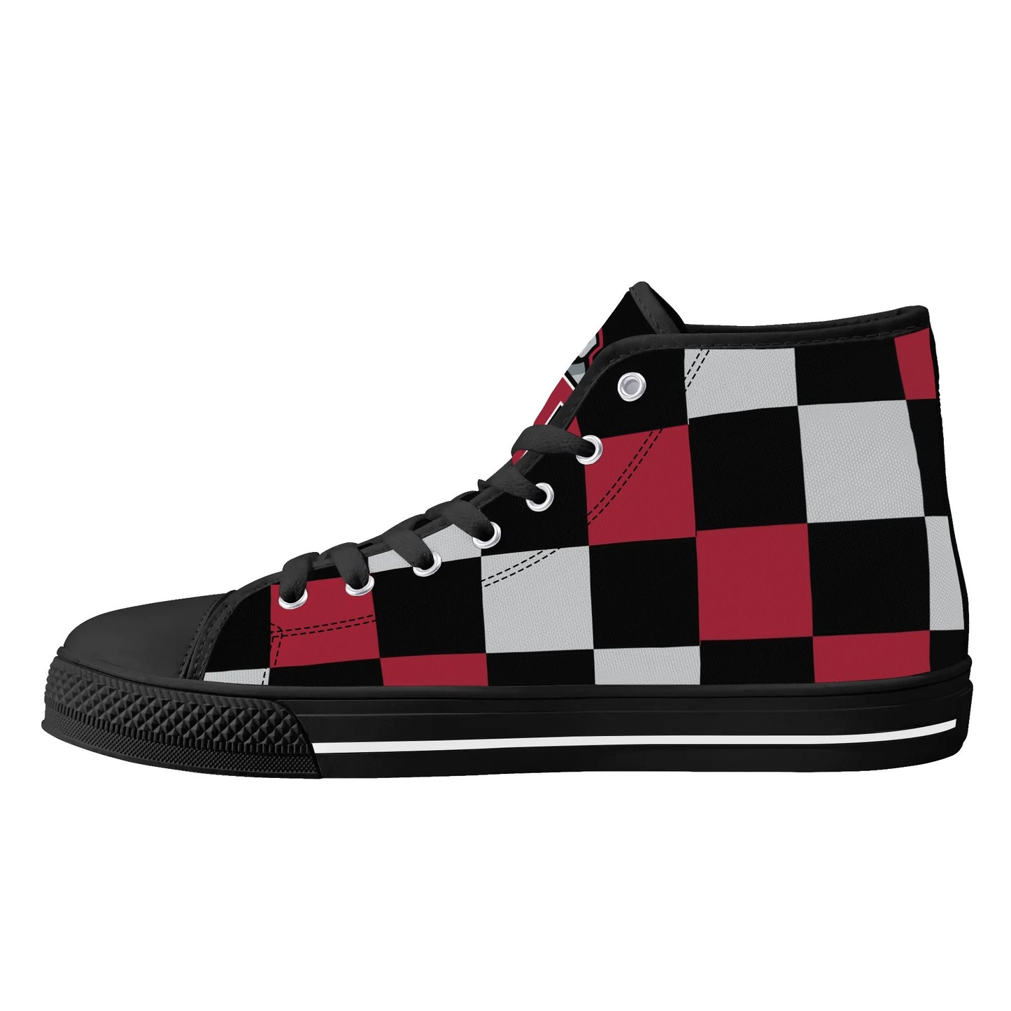 ALABAMA - CHECKERED PATTERN - Mens High Top Canvas Shoes - BAMA LOGO TONGUE