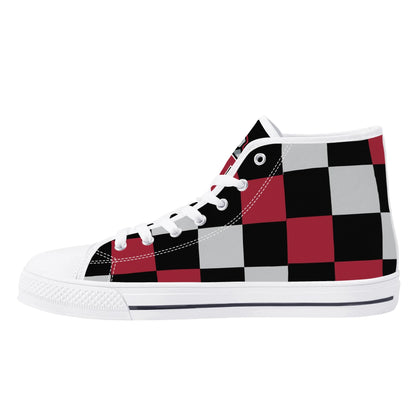 ALABAMA - CHECKERED PATTERN - Mens High Top Canvas Shoes - BAMA LOGO TONGUE