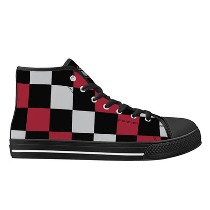 ALABAMA - CHECKERED PATTERN - Mens High Top Canvas Shoes - BAMA LOGO TONGUE