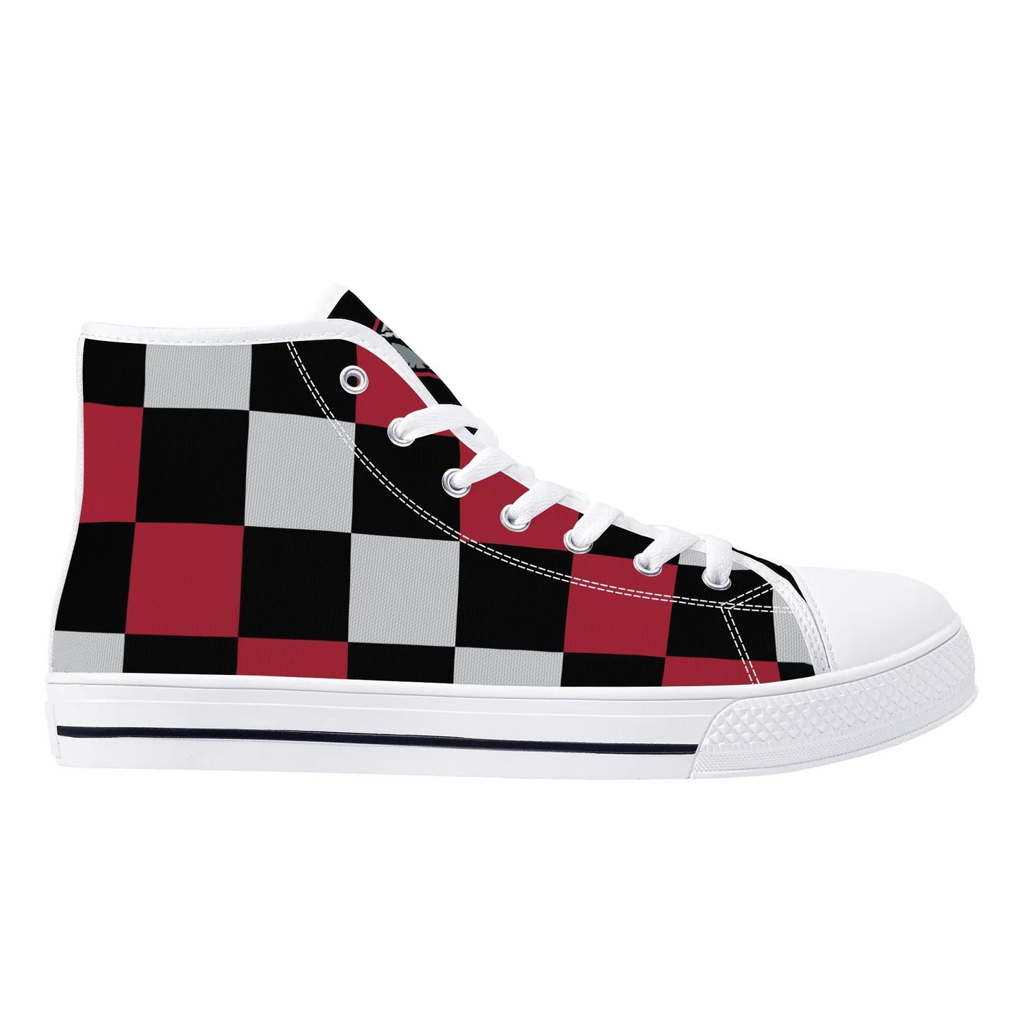 ALABAMA - CHECKERED PATTERN - Mens High Top Canvas Shoes - BAMA LOGO TONGUE