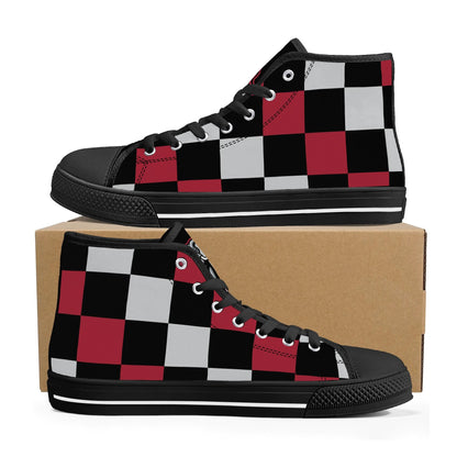 ALABAMA - CHECKERED PATTERN - Mens High Top Canvas Shoes - BAMA LOGO TONGUE