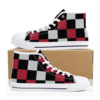 ALABAMA - CHECKERED PATTERN - Mens High Top Canvas Shoes - BAMA LOGO TONGUE