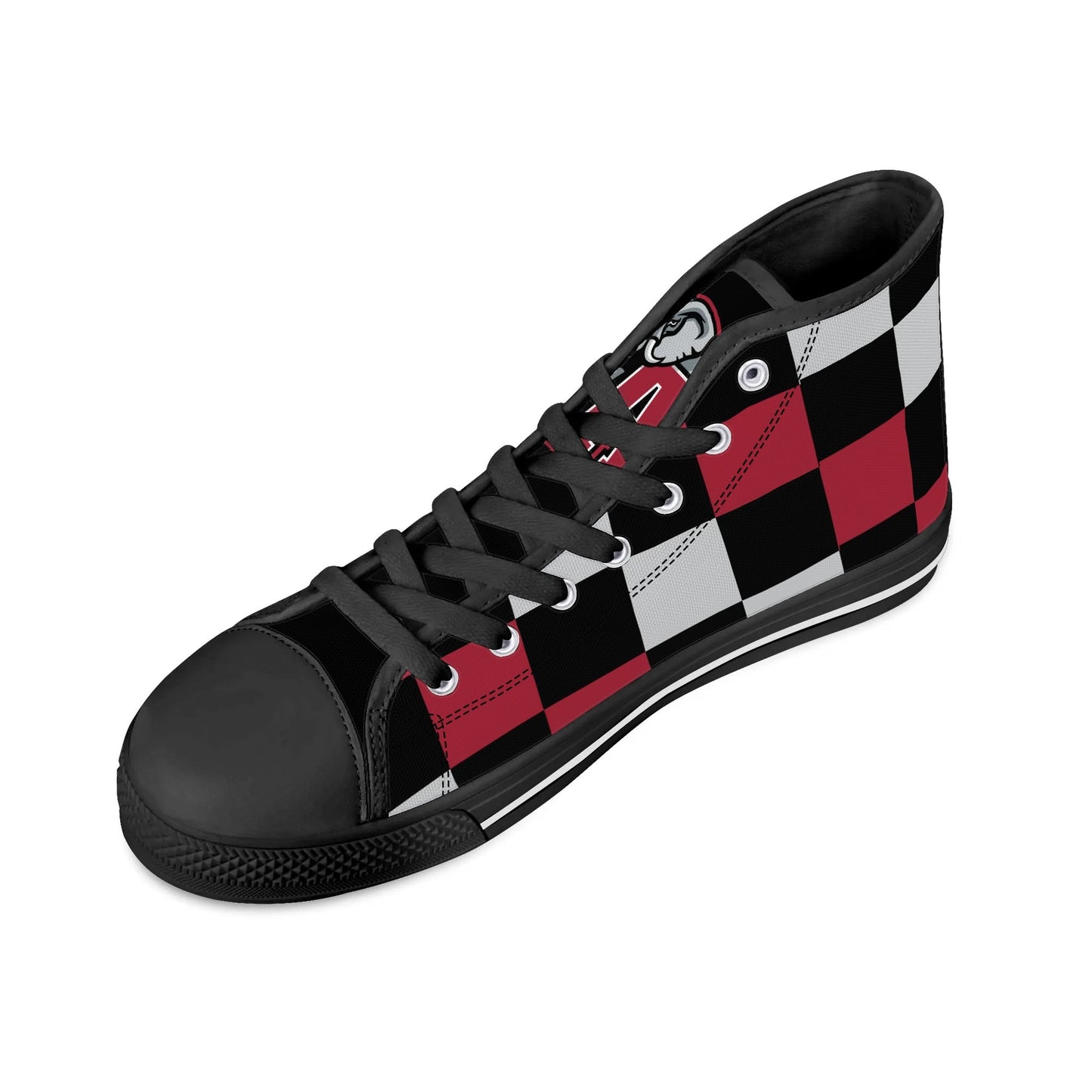 ALABAMA - CHECKERED PATTERN - Mens High Top Canvas Shoes - BAMA LOGO TONGUE