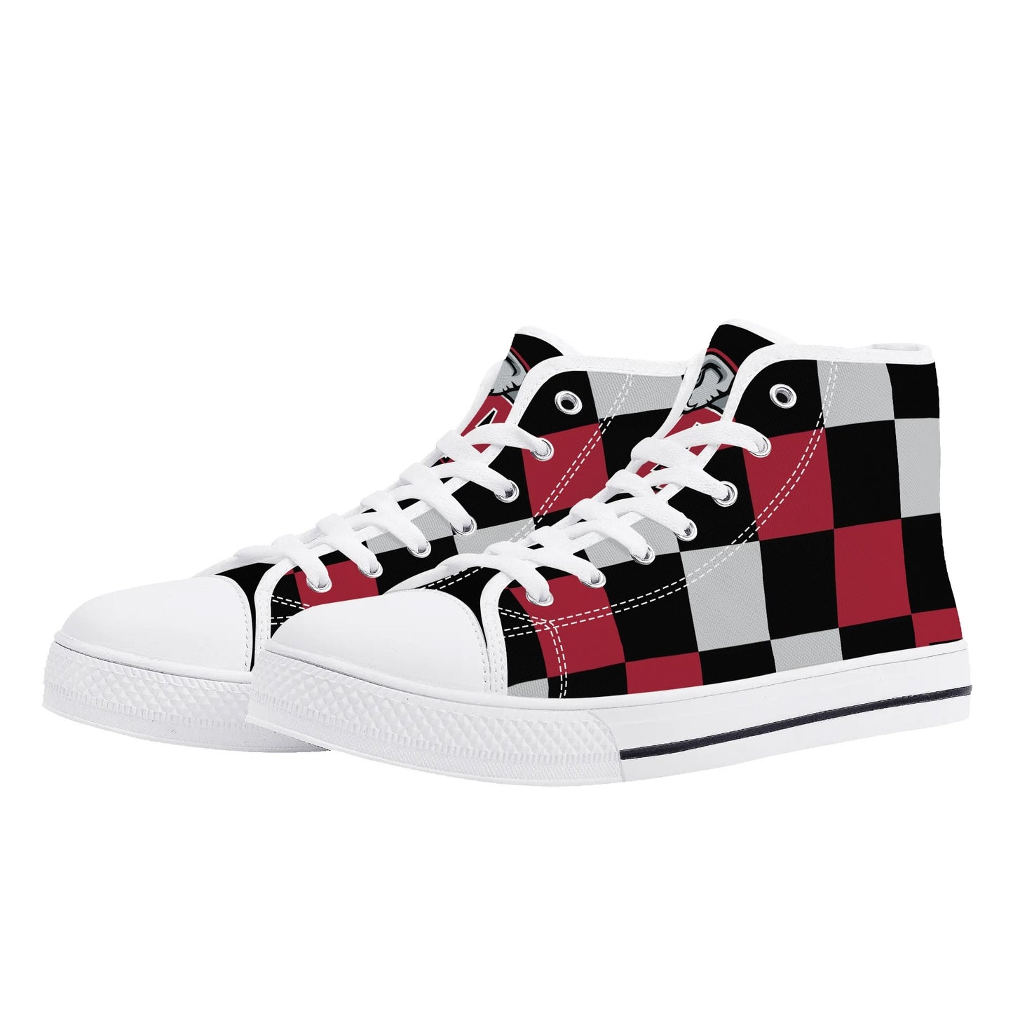 ALABAMA - CHECKERED PATTERN - Mens High Top Canvas Shoes - BAMA LOGO TONGUE