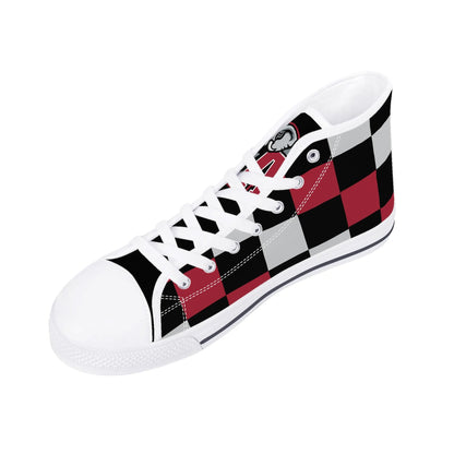 ALABAMA - CHECKERED PATTERN - Mens High Top Canvas Shoes - BAMA LOGO TONGUE