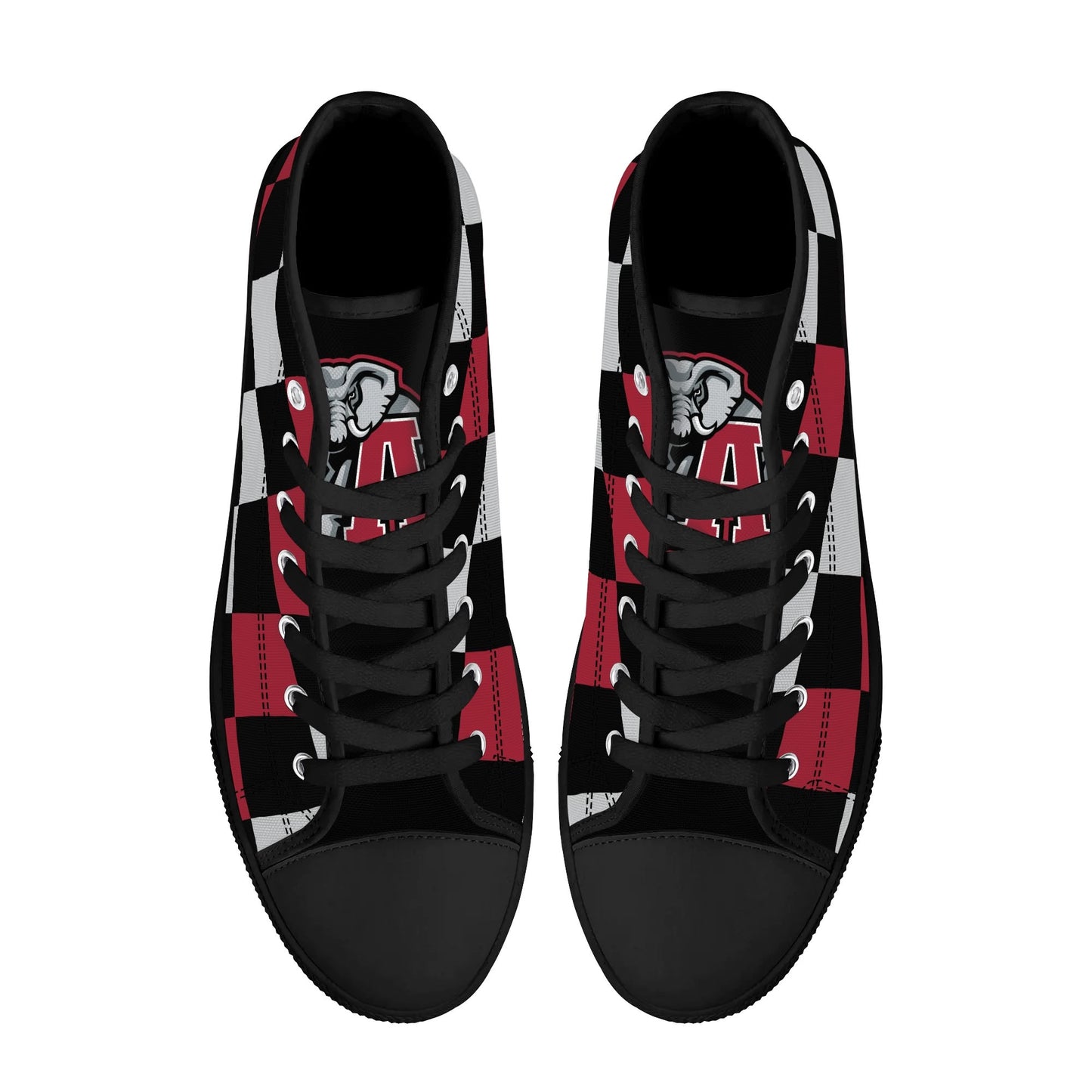 ALABAMA - CHECKERED PATTERN - Mens High Top Canvas Shoes - BAMA LOGO TONGUE