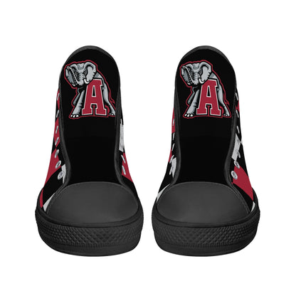 ALABAMA - CHECKERED PATTERN - Mens High Top Canvas Shoes - BAMA LOGO TONGUE