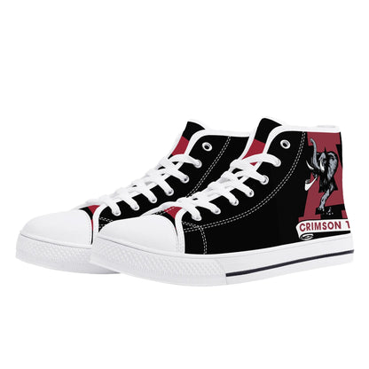 ALABAMA CRIMSON TIDE - Mens High Top Canvas Shoes  - BLACK / Checkered Tongue