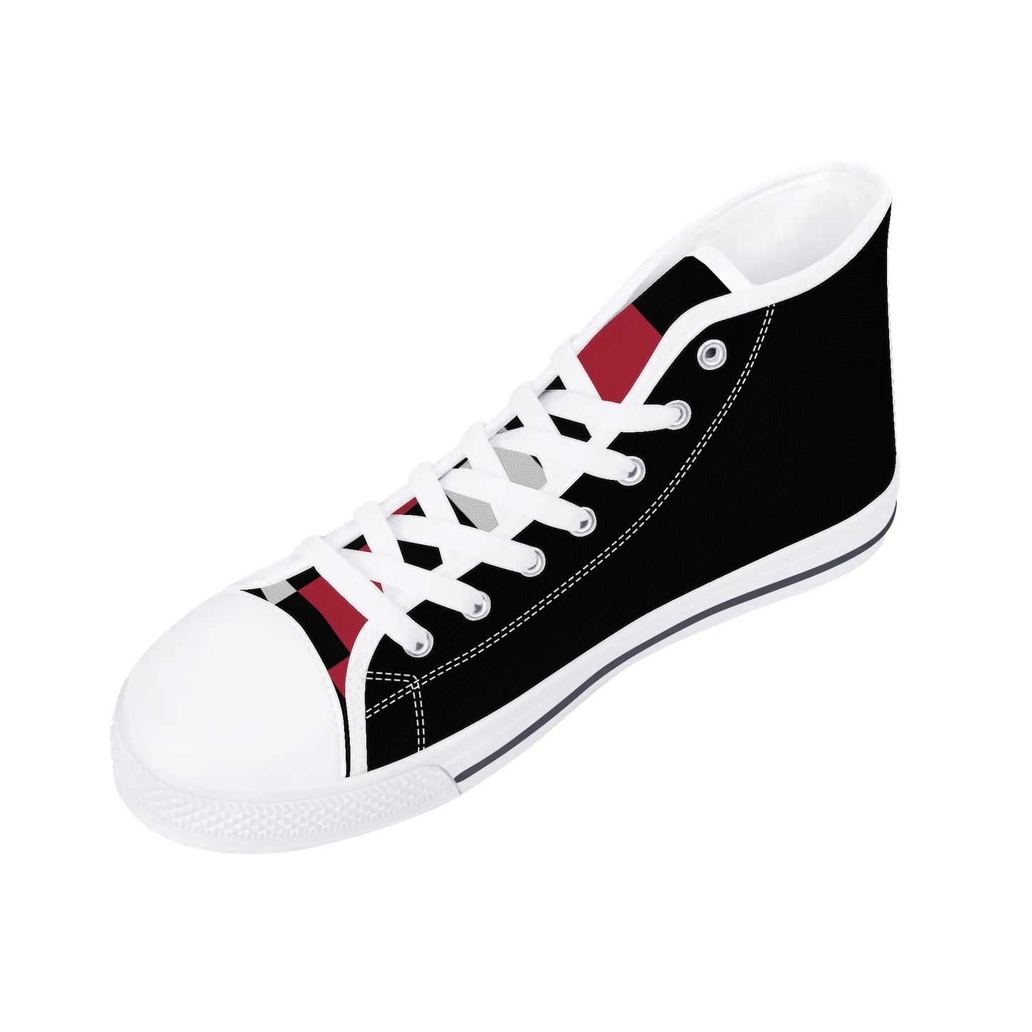 ALABAMA CRIMSON TIDE - Mens High Top Canvas Shoes  - BLACK / Checkered Tongue