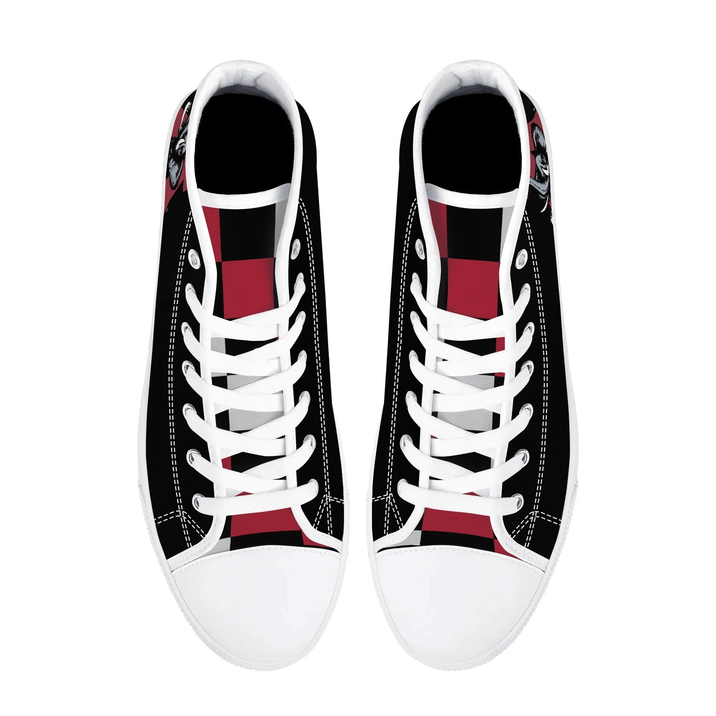 ALABAMA CRIMSON TIDE - Mens High Top Canvas Shoes  - BLACK / Checkered Tongue