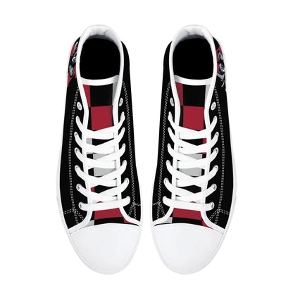 ALABAMA CRIMSON TIDE - Mens High Top Canvas Shoes  - BLACK / Checkered Tongue