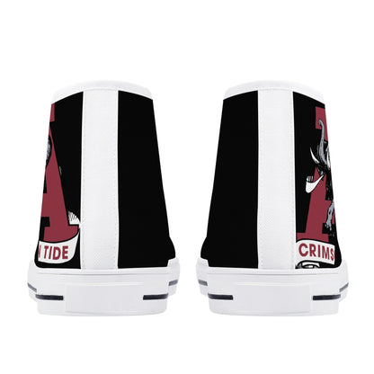 ALABAMA CRIMSON TIDE - Mens High Top Canvas Shoes  - BLACK / Checkered Tongue