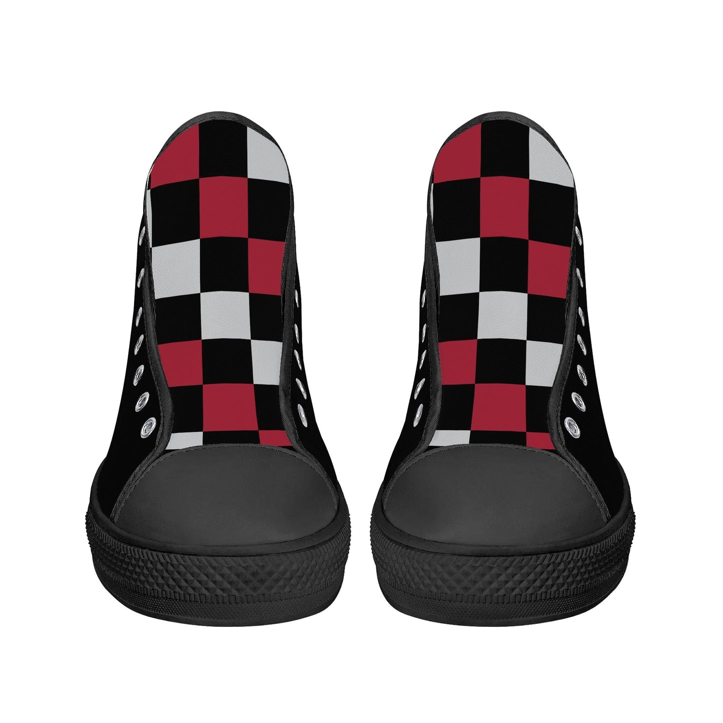 ALABAMA CRIMSON TIDE - Mens High Top Canvas Shoes  - BLACK / Checkered Tongue