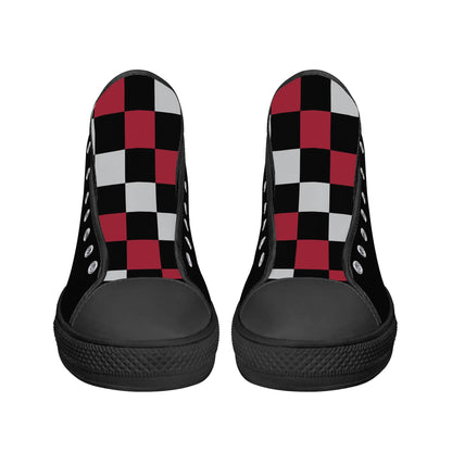 ALABAMA CRIMSON TIDE - Mens High Top Canvas Shoes  - BLACK / Checkered Tongue