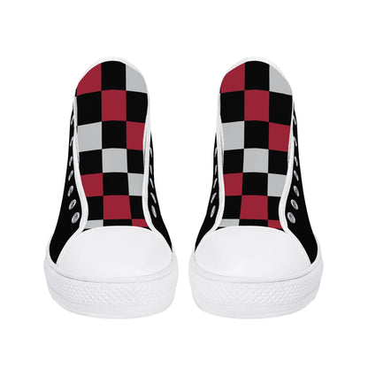 ALABAMA CRIMSON TIDE - Mens High Top Canvas Shoes  - BLACK / Checkered Tongue