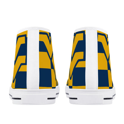 West Virginia Mountaineers - Checkered - Mens High Top Canvas Shoes