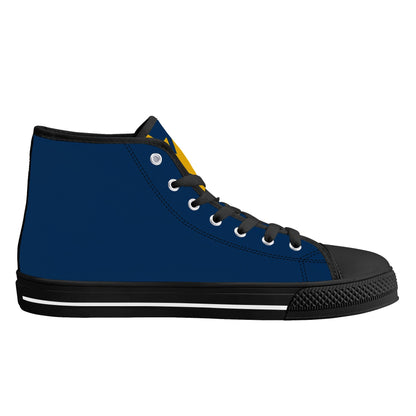 West Virginia Mountaineers - Mens High Top Canvas Shoes - Checkered Tongue