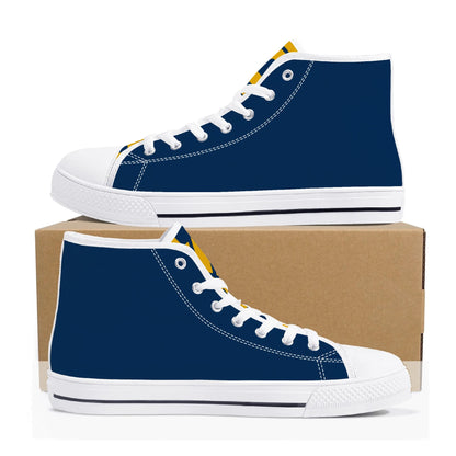 West Virginia Mountaineers - Mens High Top Canvas Shoes - Checkered Tongue