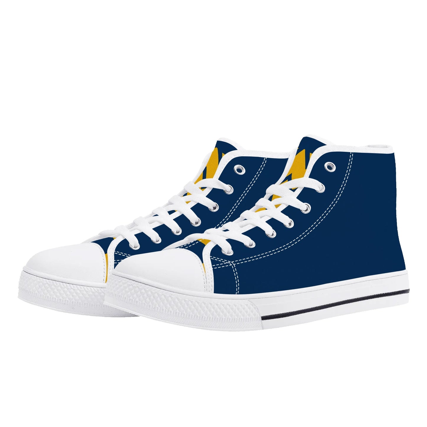 West Virginia Mountaineers - Mens High Top Canvas Shoes - Checkered Tongue