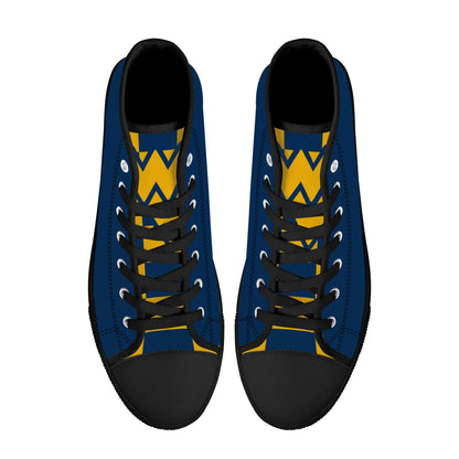 West Virginia Mountaineers - Mens High Top Canvas Shoes - Checkered Tongue