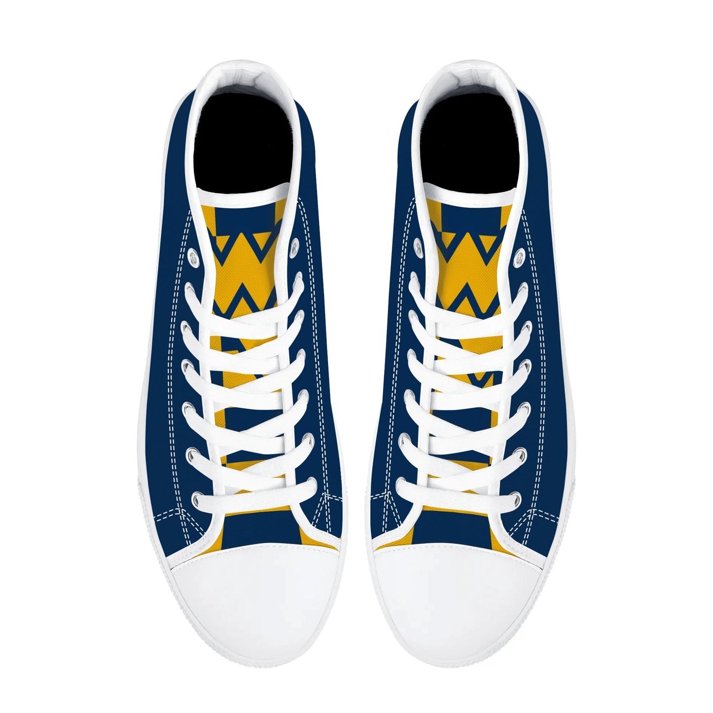 West Virginia Mountaineers - Mens High Top Canvas Shoes - Checkered Tongue