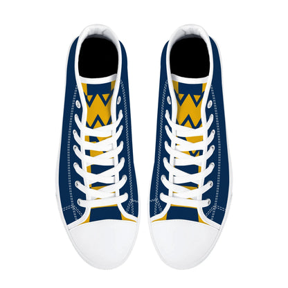 West Virginia Mountaineers - Mens High Top Canvas Shoes - Checkered Tongue