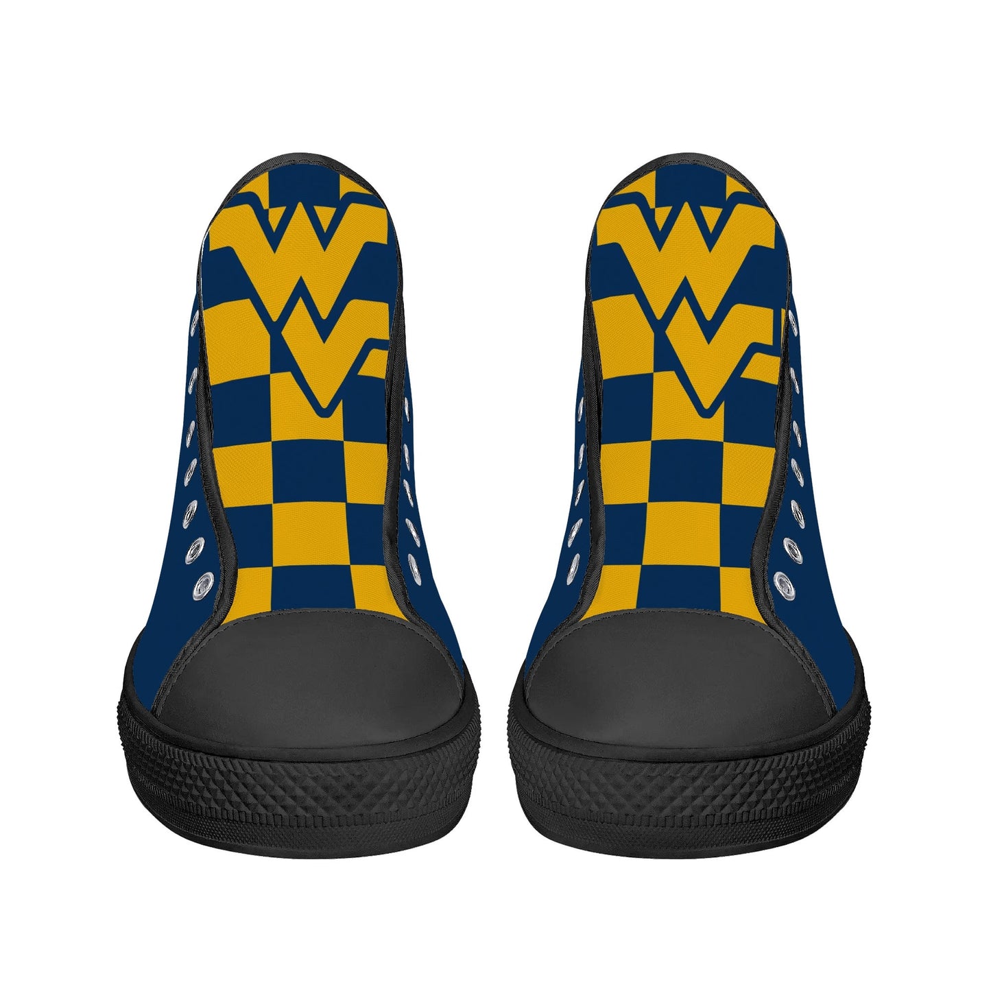 West Virginia Mountaineers - Mens High Top Canvas Shoes - Checkered Tongue