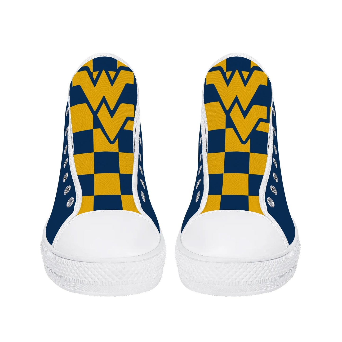 West Virginia Mountaineers - Mens High Top Canvas Shoes - Checkered Tongue