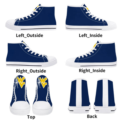 West Virginia Mountaineers - Mens High Top Canvas Shoes - WV LogoTongue