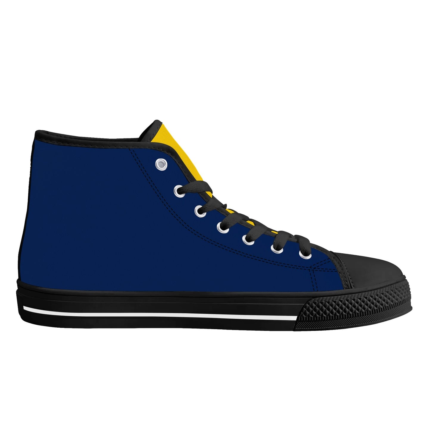 West Virginia Mountaineers - Mens High Top Canvas Shoes - YELLOW GOLD TONGUE