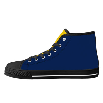 West Virginia Mountaineers - Mens High Top Canvas Shoes - YELLOW GOLD TONGUE