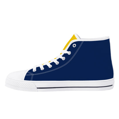 West Virginia Mountaineers - Mens High Top Canvas Shoes - YELLOW GOLD TONGUE