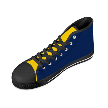 West Virginia Mountaineers - Mens High Top Canvas Shoes - YELLOW GOLD TONGUE