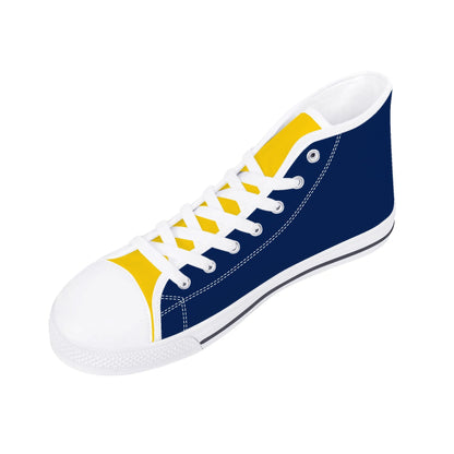 West Virginia Mountaineers - Mens High Top Canvas Shoes - YELLOW GOLD TONGUE