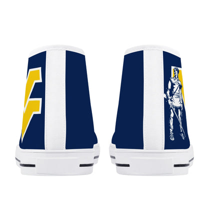 West Virginia Mountaineers - Mens High Top Canvas Shoes - YELLOW GOLD TONGUE