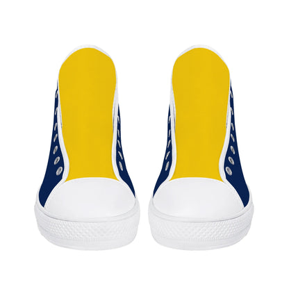 West Virginia Mountaineers - Mens High Top Canvas Shoes - YELLOW GOLD TONGUE