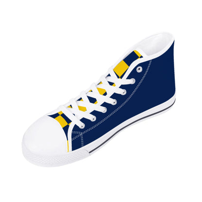 West Virginia Mountaineers - Mens High Top Canvas Shoes - Checkered Tongue