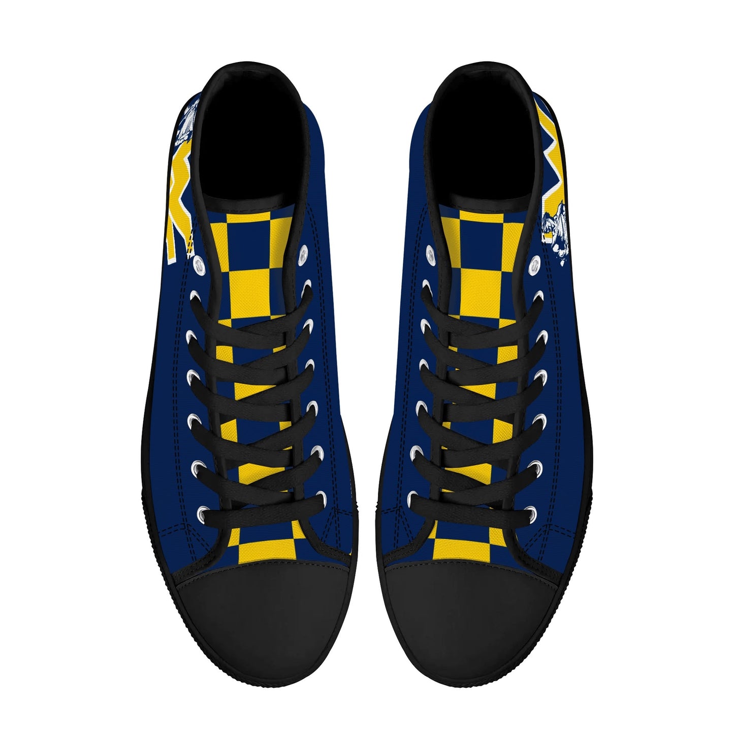 West Virginia Mountaineers - Mens High Top Canvas Shoes - Checkered Tongue