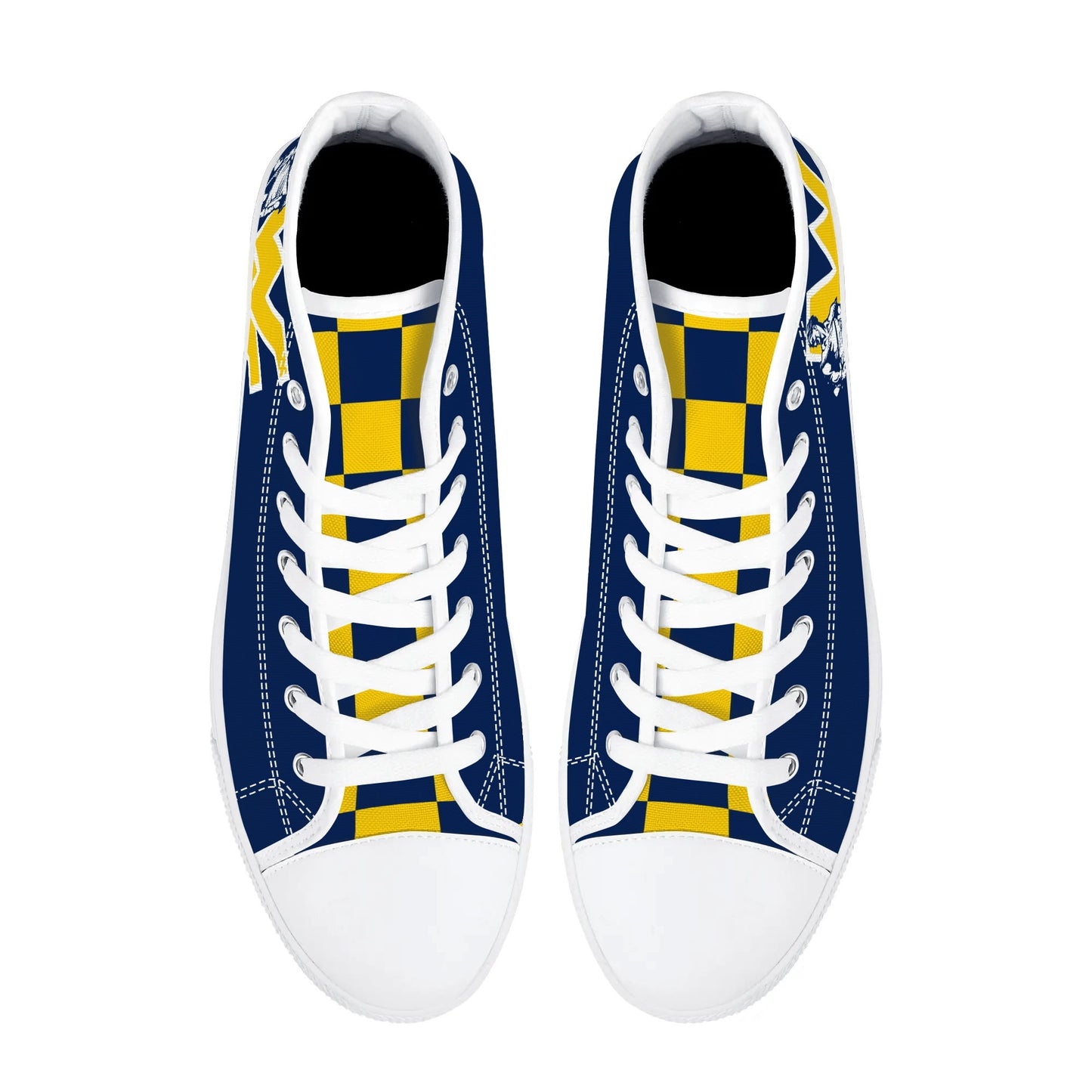 West Virginia Mountaineers - Mens High Top Canvas Shoes - Checkered Tongue